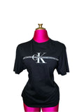 Playera Calvin Klein Mujer Negra Logo CK – Talla L Básica Premium
