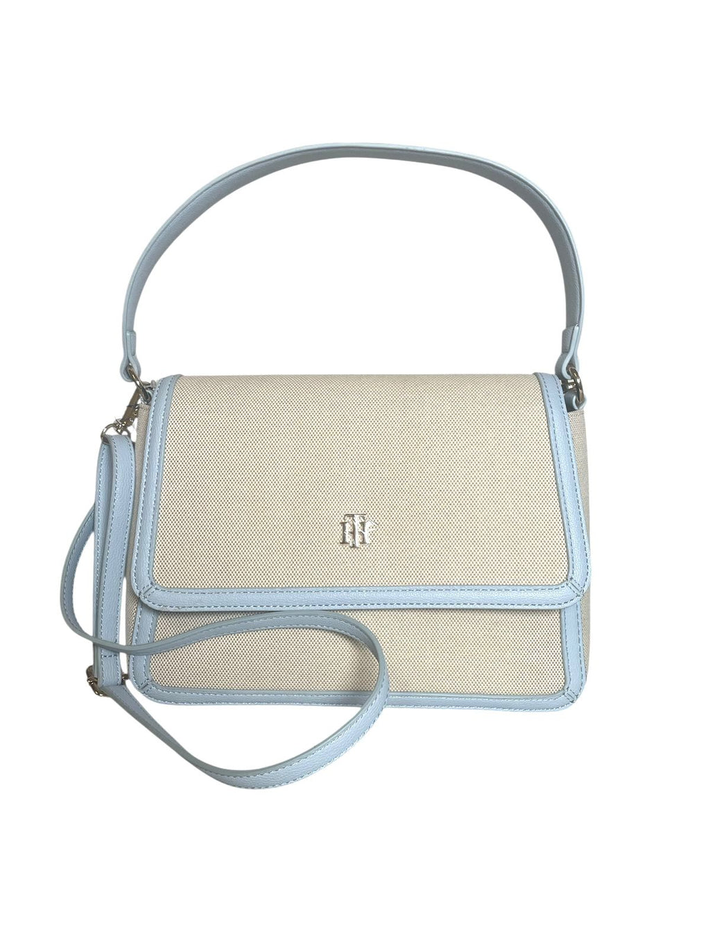 Bolso Tommy Hilfiger Original Beige con Azul Cielo – Crossbody Elegante